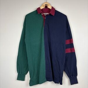 Vtg 90s Britches Rugby Polo Shirt Mens M Multicolor Colorblock Striped Sleeve